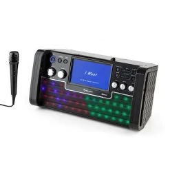 Auna Multimedia DiscoFever LED Chaîne Karaoké -Audio-et-HiFi Soldes 10030797 yy 0007 front auna DiscoFever LED Bluetooth Karaokeanlage schwarz