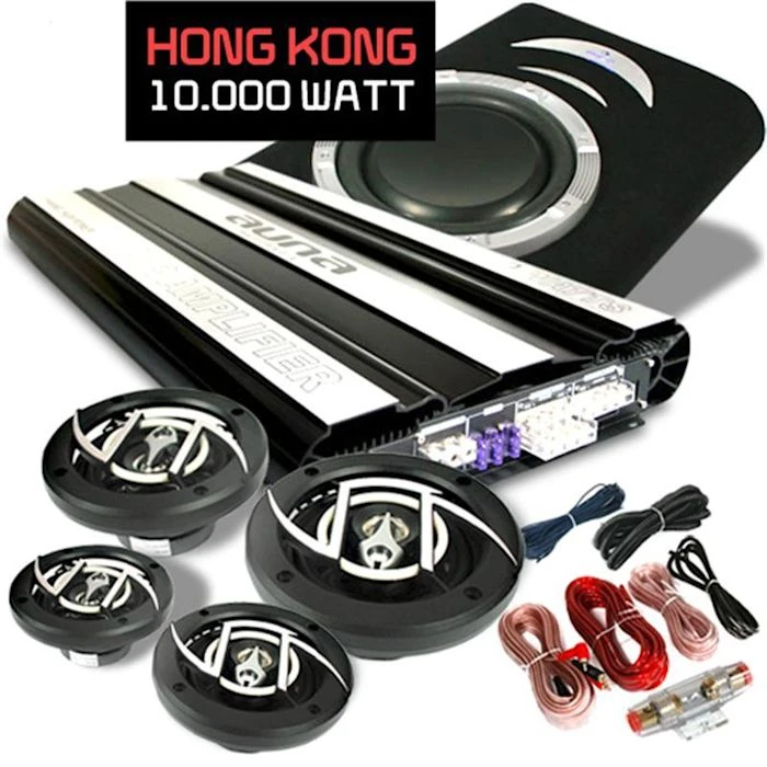 Auna Packs Sono Auto Set HiFi Auto "Hongkong" 4.1 10000W 4 Enceintes & Ampli 3 Auna Packs Sono Auto Set HiFi Auto "Hongkong" 4.1 10000W 4 Enceintes & Ampli