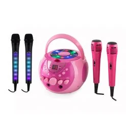 Audio-et-HiFi Soldes 8 Auna Multimedia SingSing Rose + Dazzl Mic Set